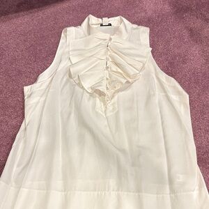 Banana Republic Cream Sleeveless Ruffle Blouse
